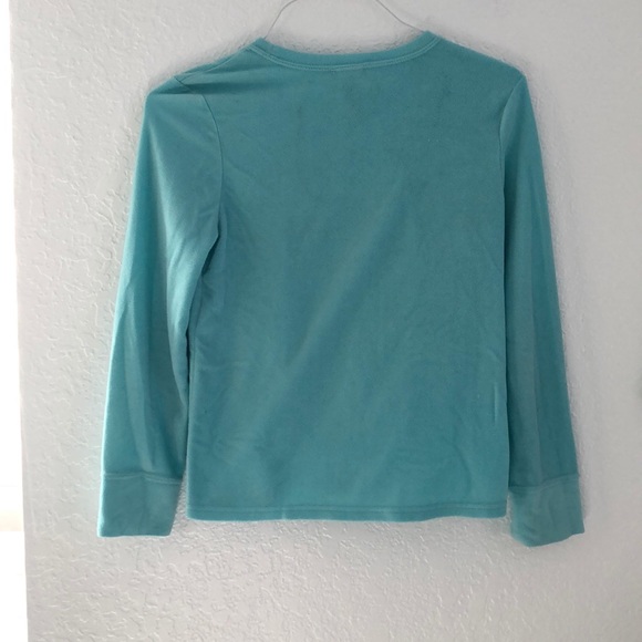 Aqua colored girls fleece pajama shirt. - Picture 4 of 4